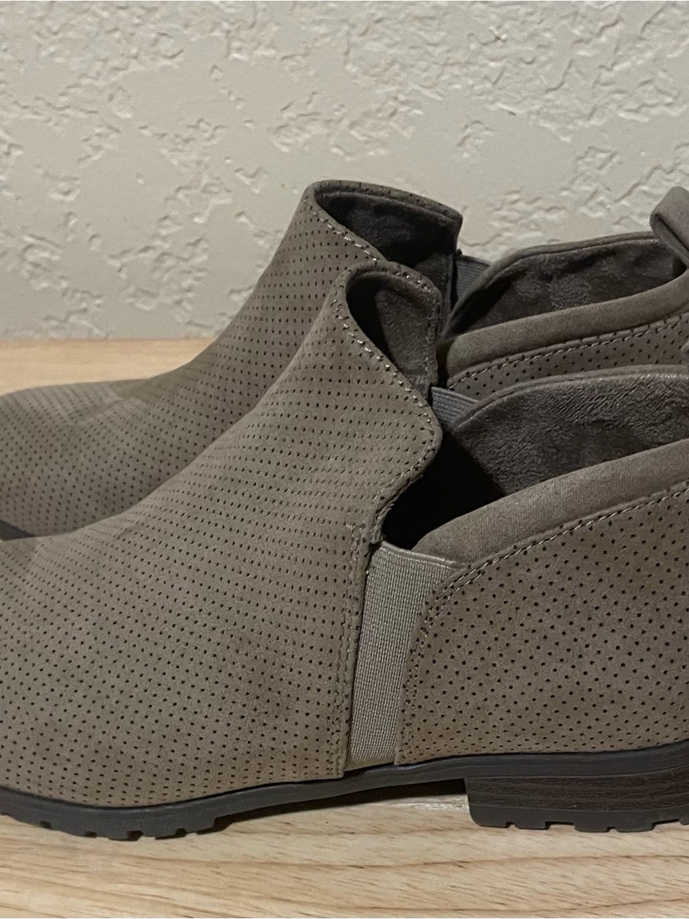 Dr. Scholl's Perforated Chelsea Ankle Booties in Taupe